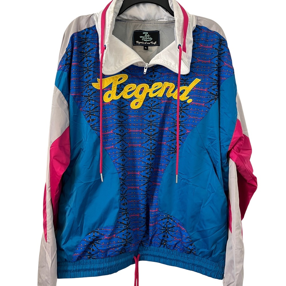 Pink Dolphin Legend Windbreaker Jacket Mens XL Blue Pink Colorblock Streetwear